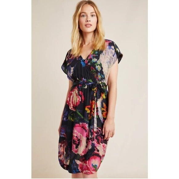 Anthropologie Dresses & Skirts - Anthropologie Astrid Needlepoint Floral Print V-Neck Mini Dress Petite‎ XXSP